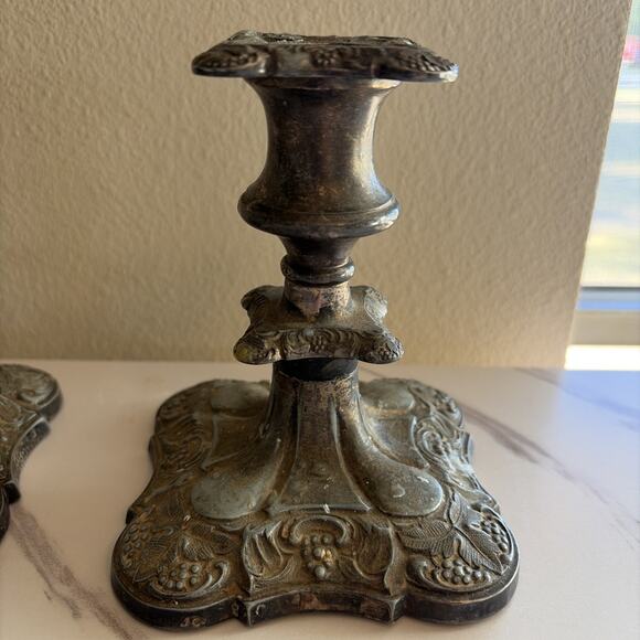 Lot Pair of 2 Silver Plated Candlesticks Taper Candle Holders Made in England - Picture 11 of 16
